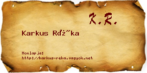 Karkus Réka névjegykártya